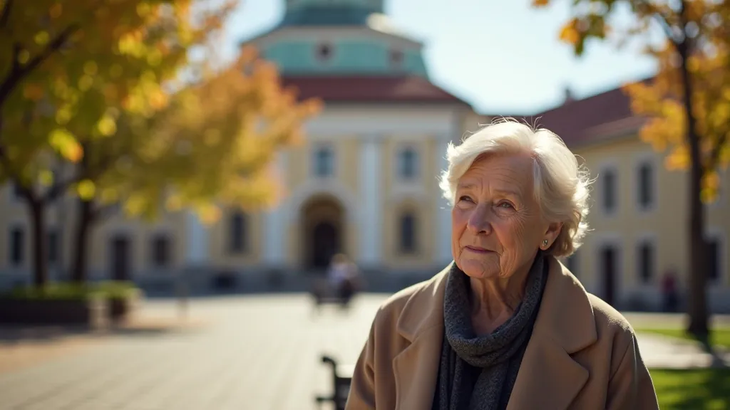 Vilniaus Katedros aikštė su žaliais medžiais ir suoliais senjoroms