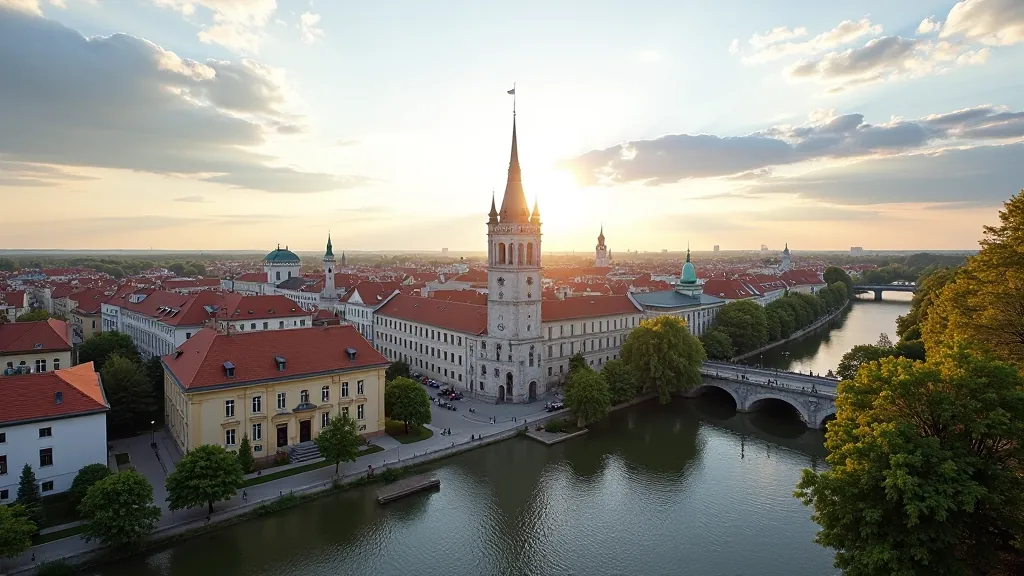 Vilniaus miesto panorama su senamiesčio ir modernios architektūros kontrastu